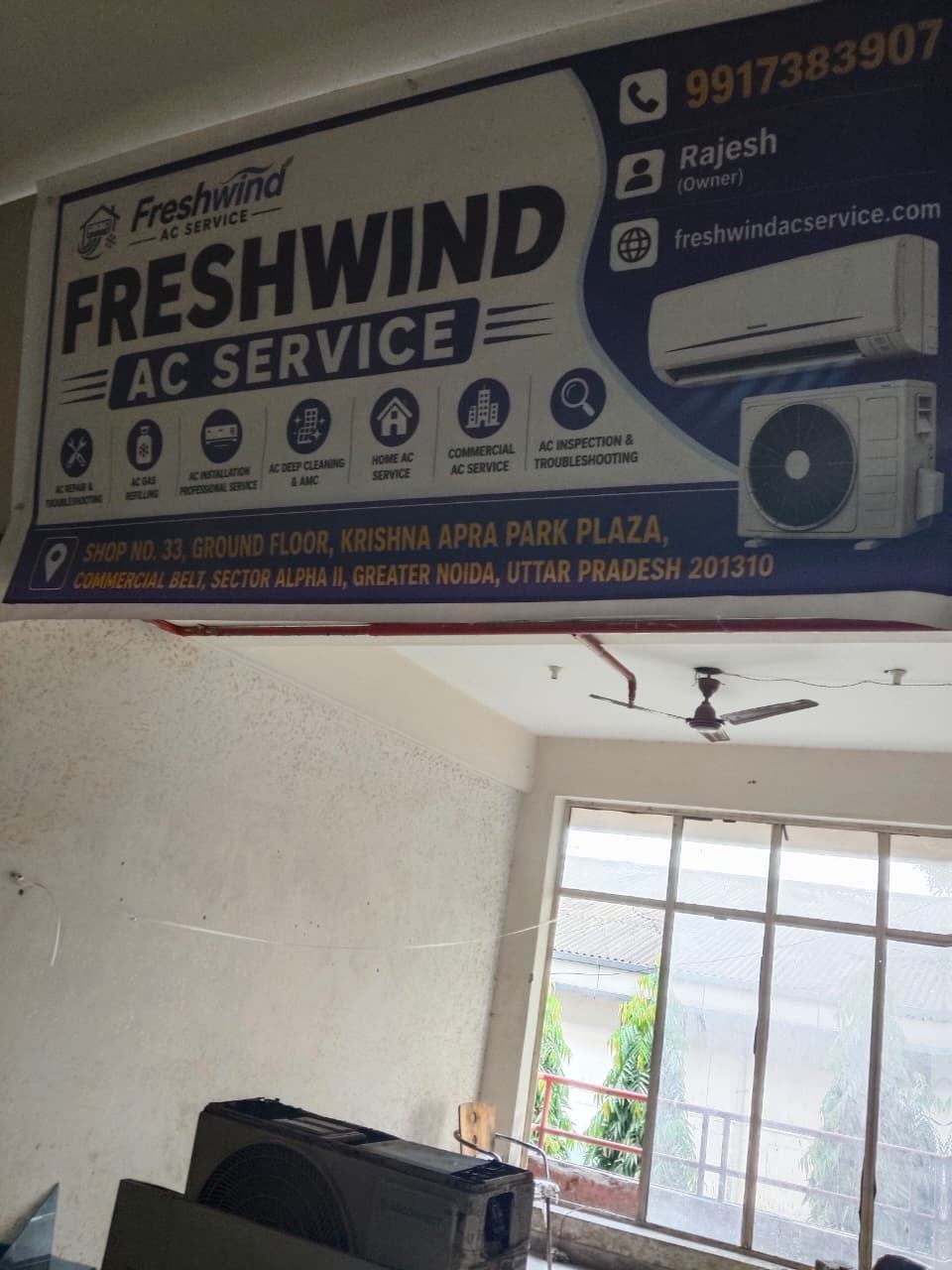 Inside Freshwind AC Service shop, Sector Alpha II, Greater Noida